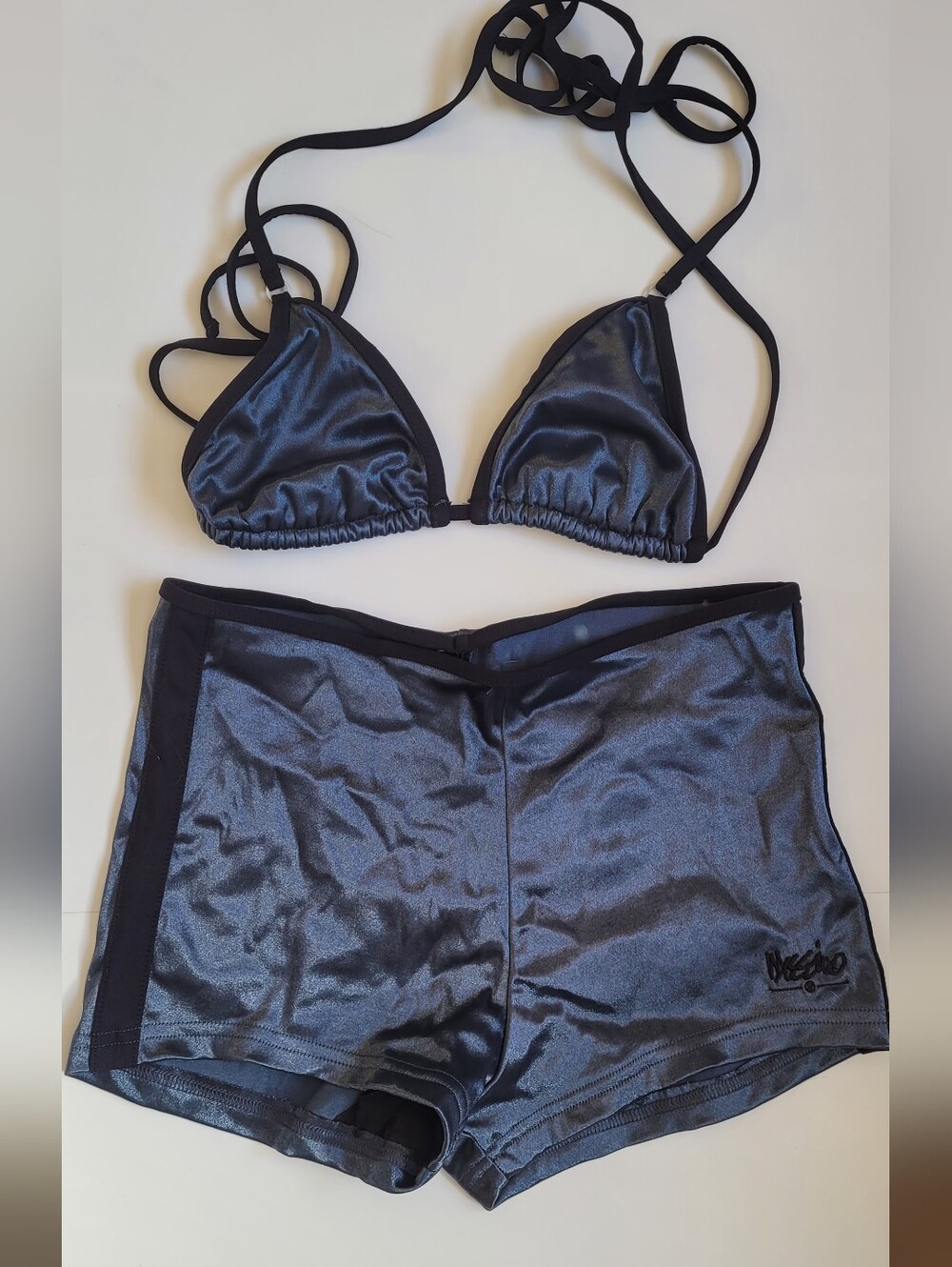 Mossimo Y2k 90's Vintage Shimmering Charcoal Two-Piece Swim Set Womens